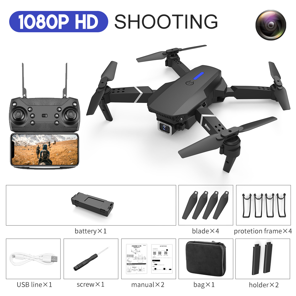 طائرة E88 بدون طيار بكاميرا مزدوجة 4K واتصال WiFi