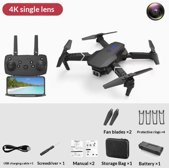 طائرة E88 بدون طيار بكاميرا مزدوجة 4K واتصال WiFi